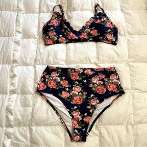 bikini high waisted floral swim suit